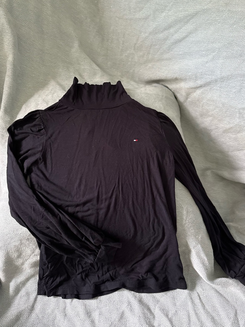 Tommy Hilfiger Black Long Sleeve Turtleneck Top with Logo